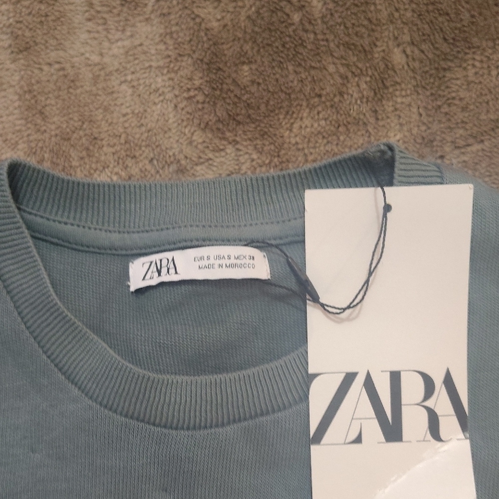 Zara Teal Crew Neck Top
